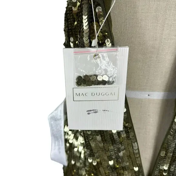 MAC DUGGAL 93540 One Shoulder Flutter Sleeve Gold Sequin Gown Women's Size 10 - Picture 7 of 9